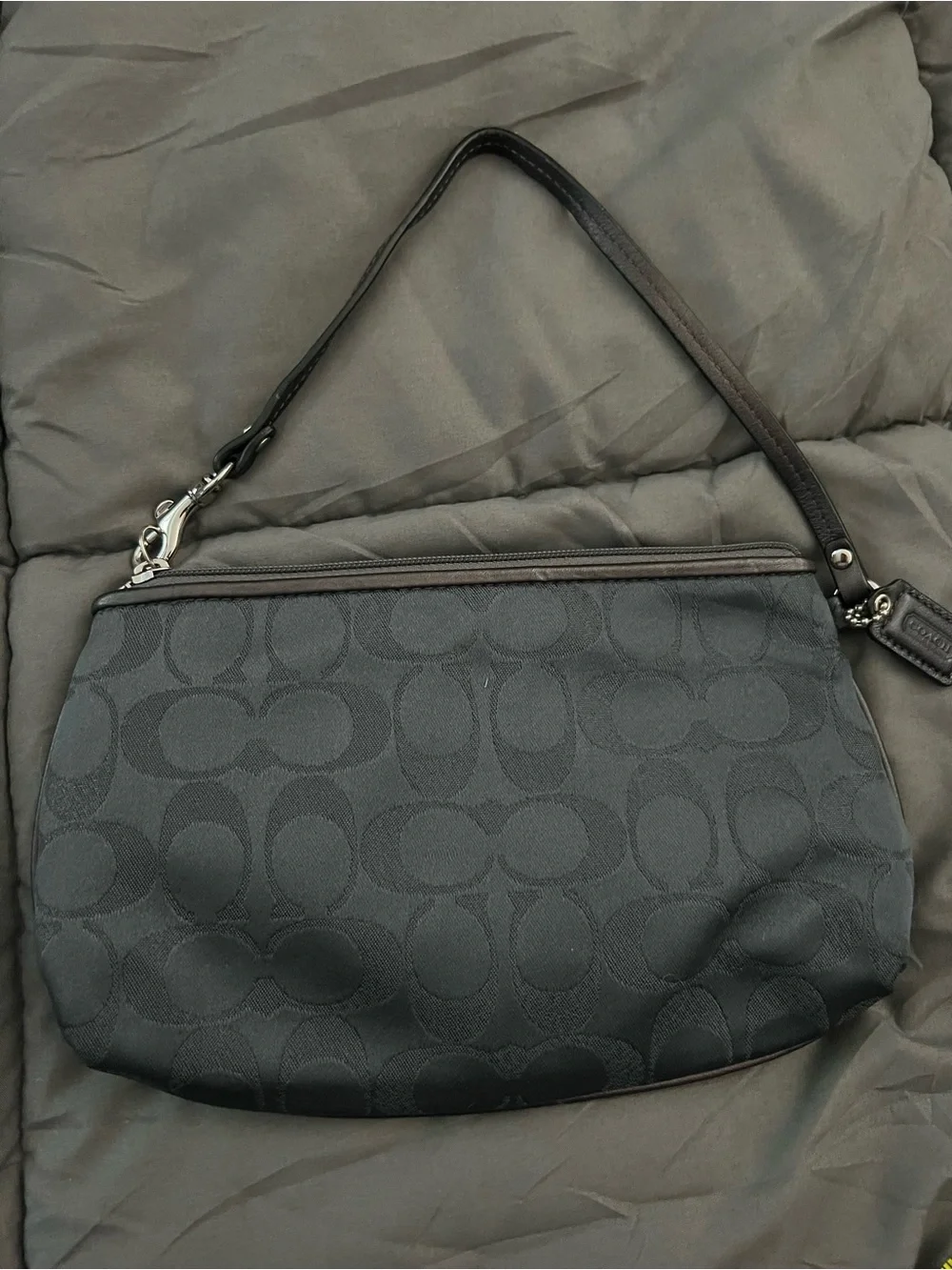 Coach Black Charcoal Signature Wristlet